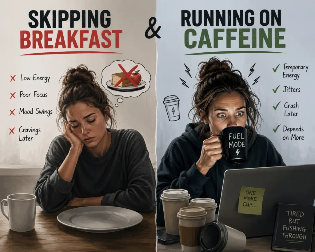 Skipping Breakfast and Running on Caffeine